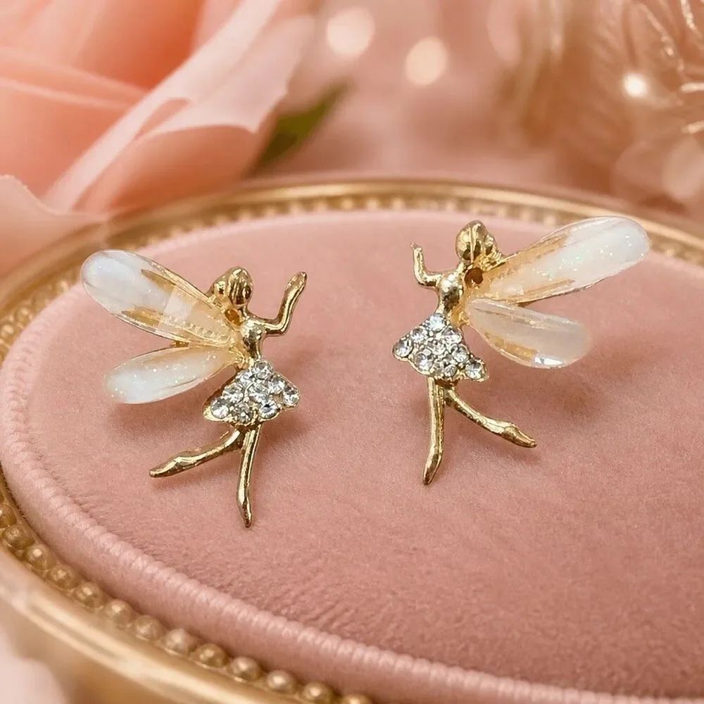 Tinker Bell Fairy Earrings, Fairycore Angel Wings